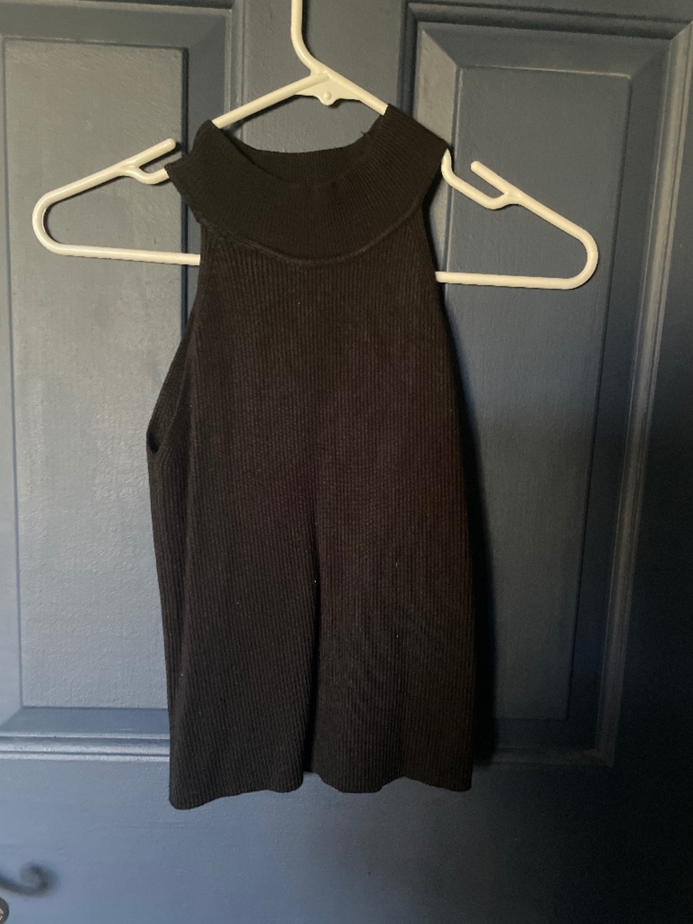 Zara High Neck Knit Black Top in Small